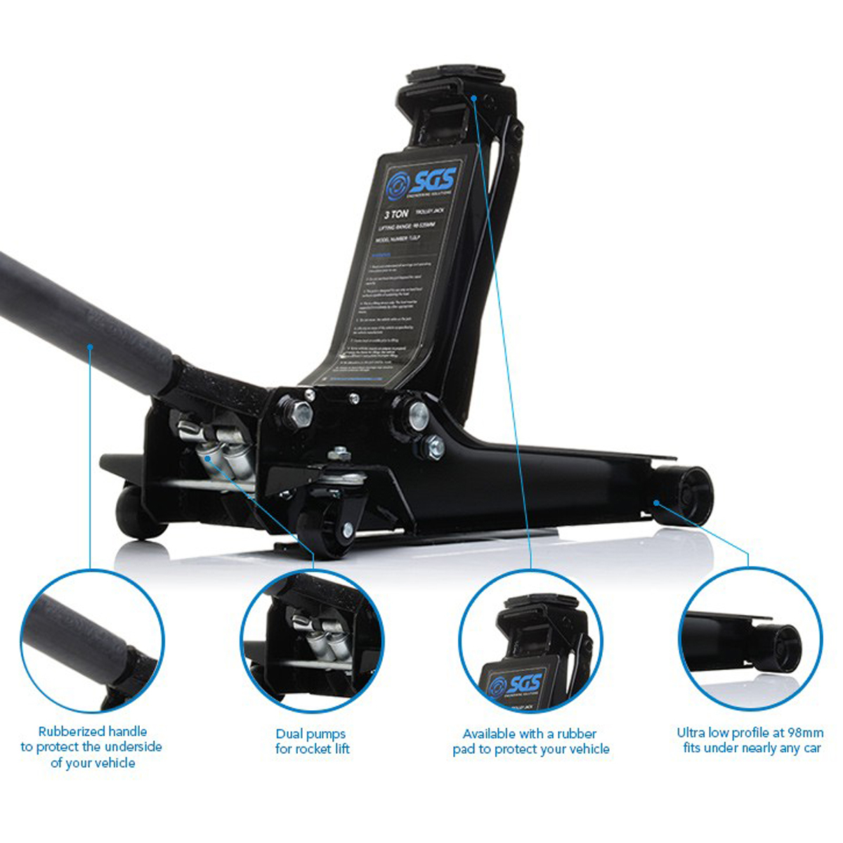 SGS 3 Tonne Low Profile Trolley Jack | 2x 3 Tonne Axle Stand